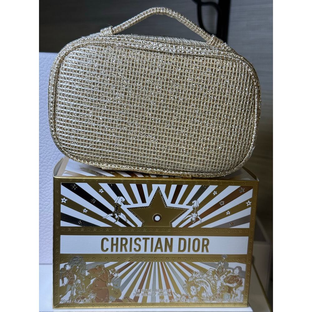 Dior Gold Le Rituel Beaute' Holiday Makeup bag - NEW in Box - Picture 9 of 9